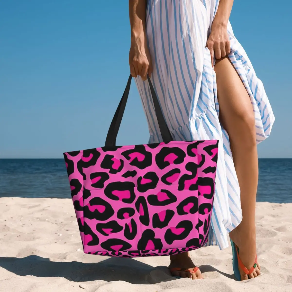 

Leopard Cheetah Seamless Pattern Animal Skin Print Spots Beach Tote Bag Yoga Duffle Large Tote Bag Women Travel Bag Fitness bag