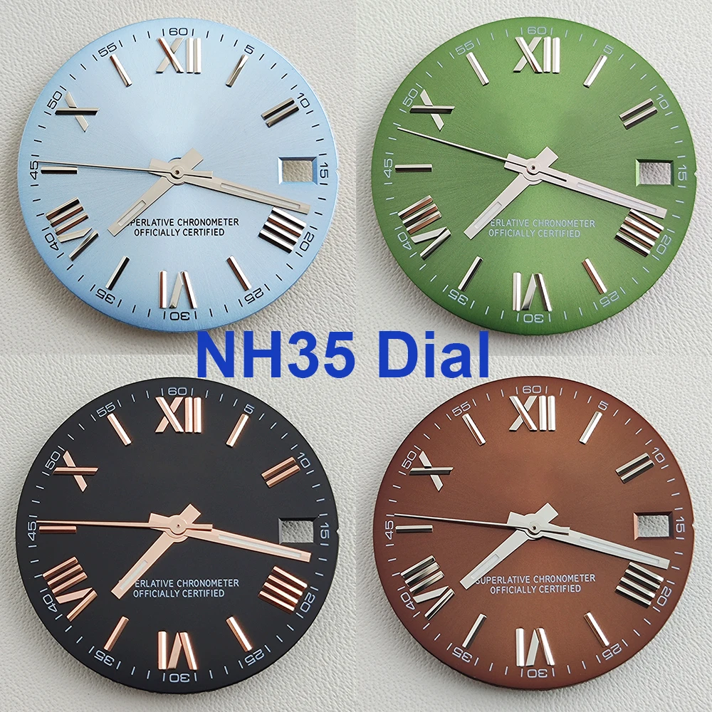 NH35 Dial 28.5mm Roman watch dial  green luminous S logo dial suitable for NH35 movement watch accessories