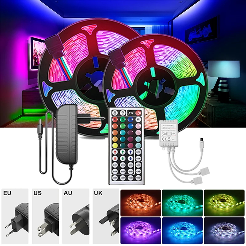 

Led Strip Light 5050 Smart Control Rgb Led Lights For Room Decoration 30M Rgb Led Tape Light Dimmable 44Key Rgb Led Lights Strip