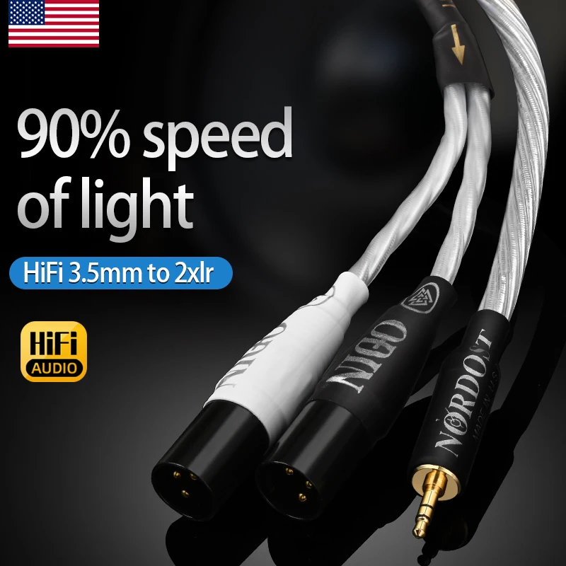 

ODIN Hifi Audio Cable Mini Jack 3.5mm to 2 XLR 3 Pin for PC Headphone Amp MP3 Mixing Console Dual XLR to 3.5 Cable