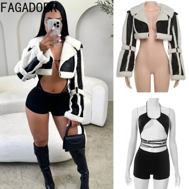 

FAGADOER Autumn New Sexy Hollow Out Bodycon Jumpsuits Women Bandage Patchwork Backless Rompers Female Streetwear Overalls 2025