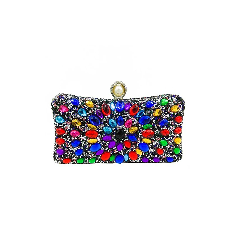 Pochette de soirée en biscuits multicolores pour femmes, sac à main perlé, sac en diamant kly, sacs à main de Rhde mariage en cristal, patients Rotterdam