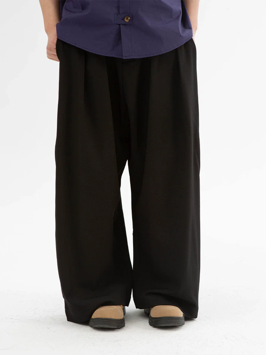 

Повседневные свободные брюки с широкими штанинами, весенняя новинка, летние дышащие, модные, брендовые, в японском стиле, драпированные, для отдыха