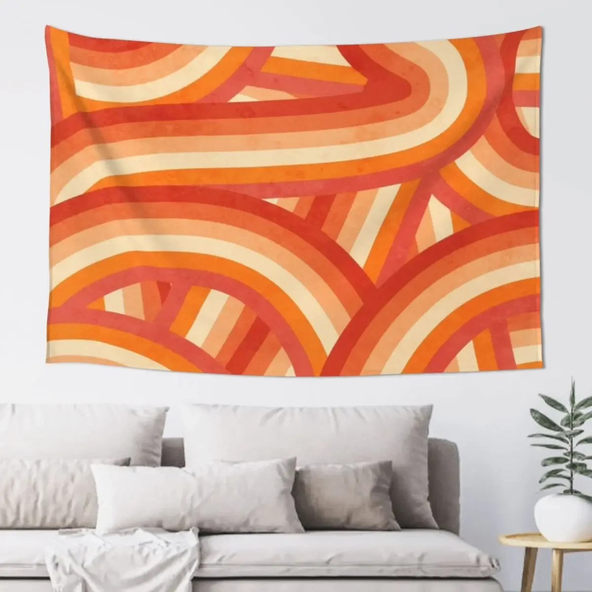 

Red, Orange and Cream 70’s Style Rainbow Stripes Tapestry Luxury Living Room Decoration Bathroom Decor Tapestry