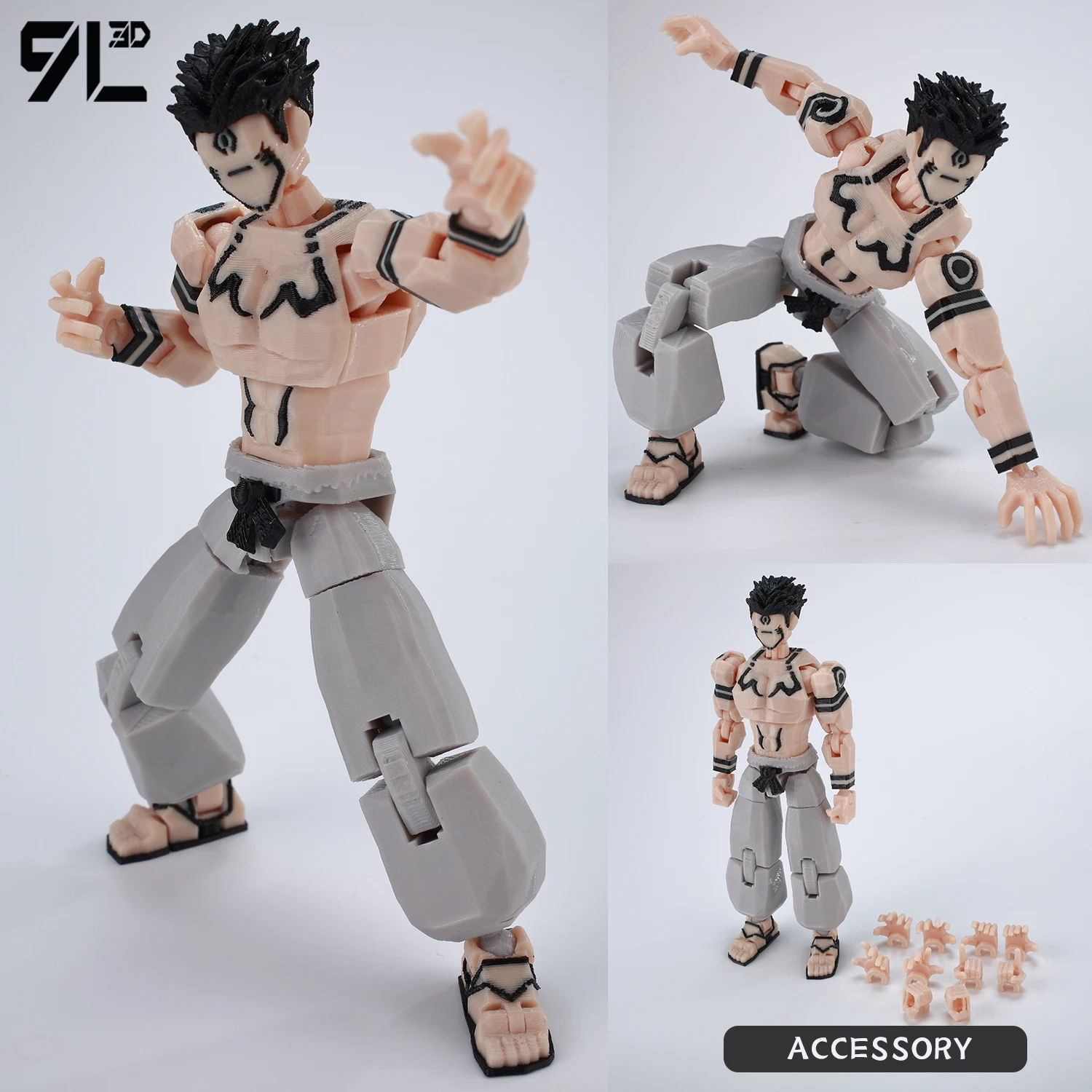 9L3D Titan 13 Vormontiertes Gojo Sukuna Jujutsu Toji Actionfiguren-Set 3D-Druck Dummy Glücksbringer Vollkörper Mechanischer Roboter Spielzeug