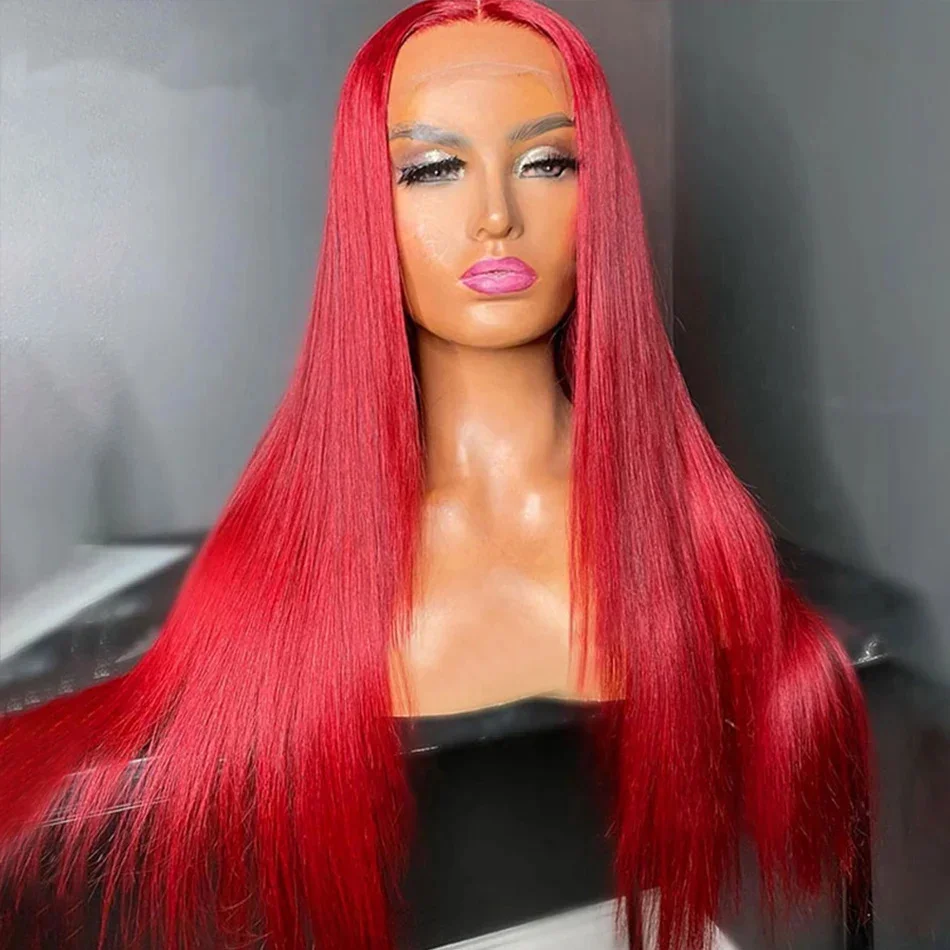 حار أحمر 13x6 Hd الدانتيل أمامي 100% خصلات الشعر المستعار الإنسان قبل قطعها بورجوندي الملونة الباروكات شعر الإنسان البرازيلي 13x4 الدانتيل الجبهة شعر مستعار أحمر #1