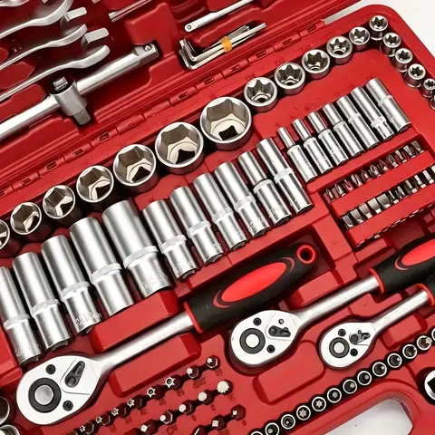 46pc Drive Socket Set 1/4 Inch Ratchet Wrench Set with Sockets Metric Hex Bit Socket Set Mechanic Tool Kits for Auto Repair Hous