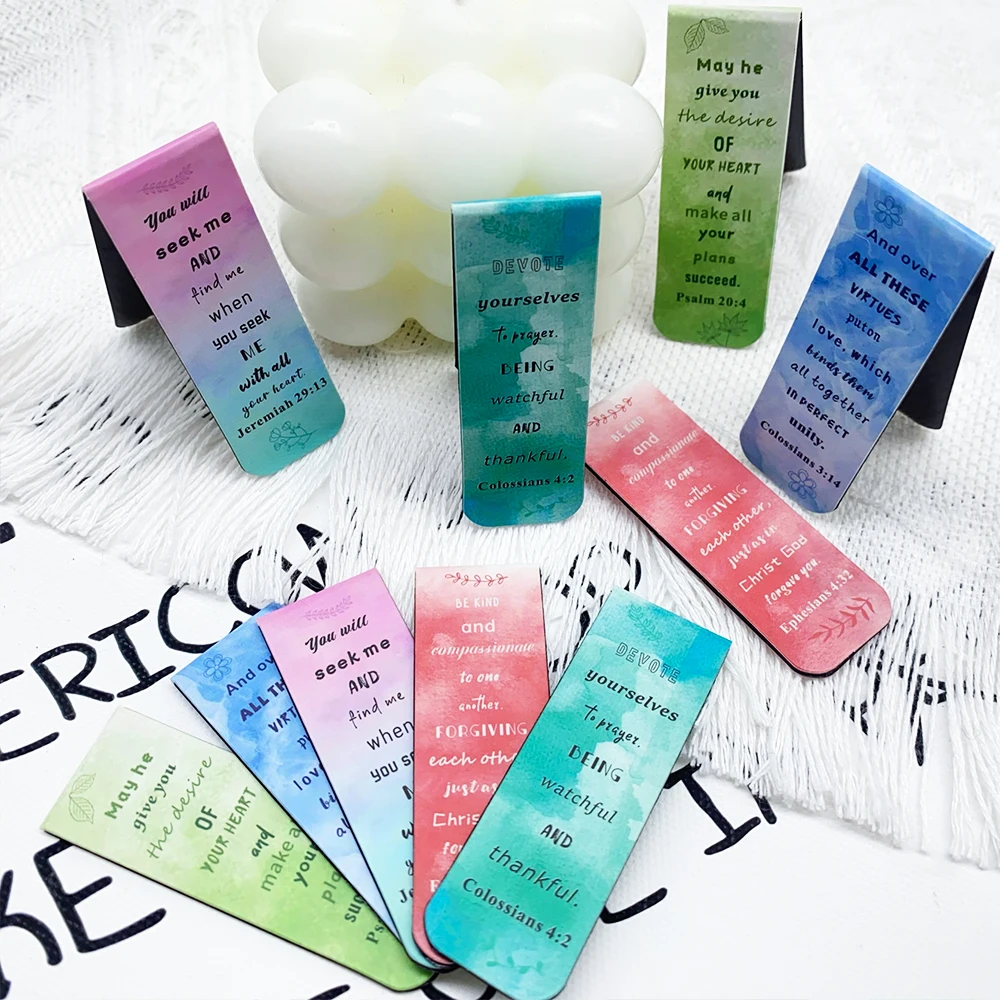 5pcs Small Fresh Bible Verse Magnetic Bookmarks Reading Pages Books Annotated School Stationary Supplies DIY Aesthetic Bookmarks
