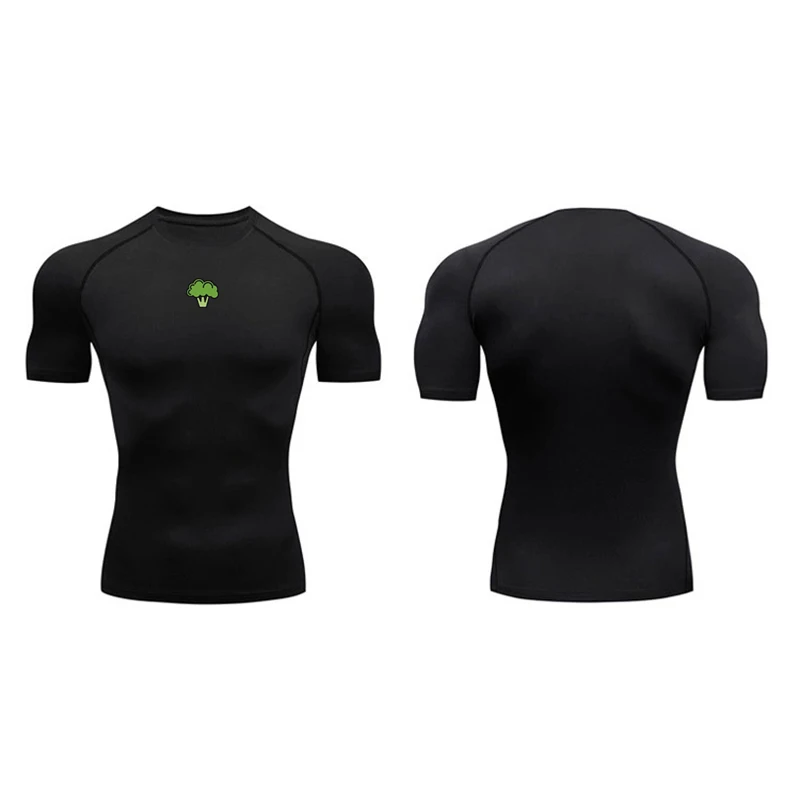 Compression T Shirt Men Summer Broccoli Sportswear Running T-shirt Elastic Quick Dry Sport Tops Tees Athletic Gym Workout Shirts
