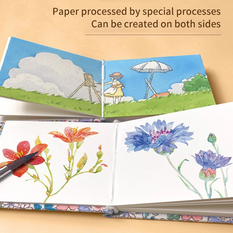 Sketch travel portable high appearance level hand book Flying bird fabric mini watercolor book 300g art special