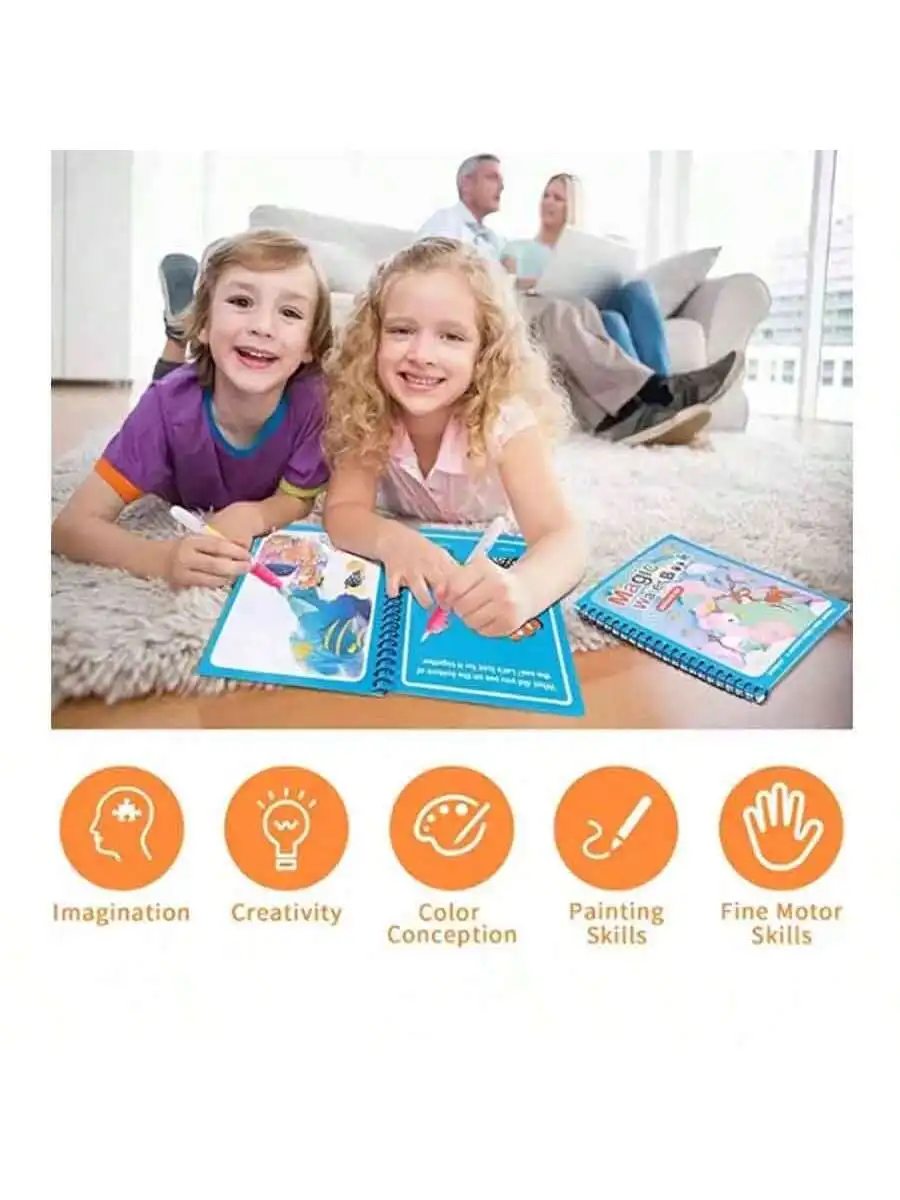 10-Piece Set of Magical Water Painting Books, Reusable Kindergarten Educational Coloring Books, Repeated Doodling Water Painting Books (Randomly Sent)
