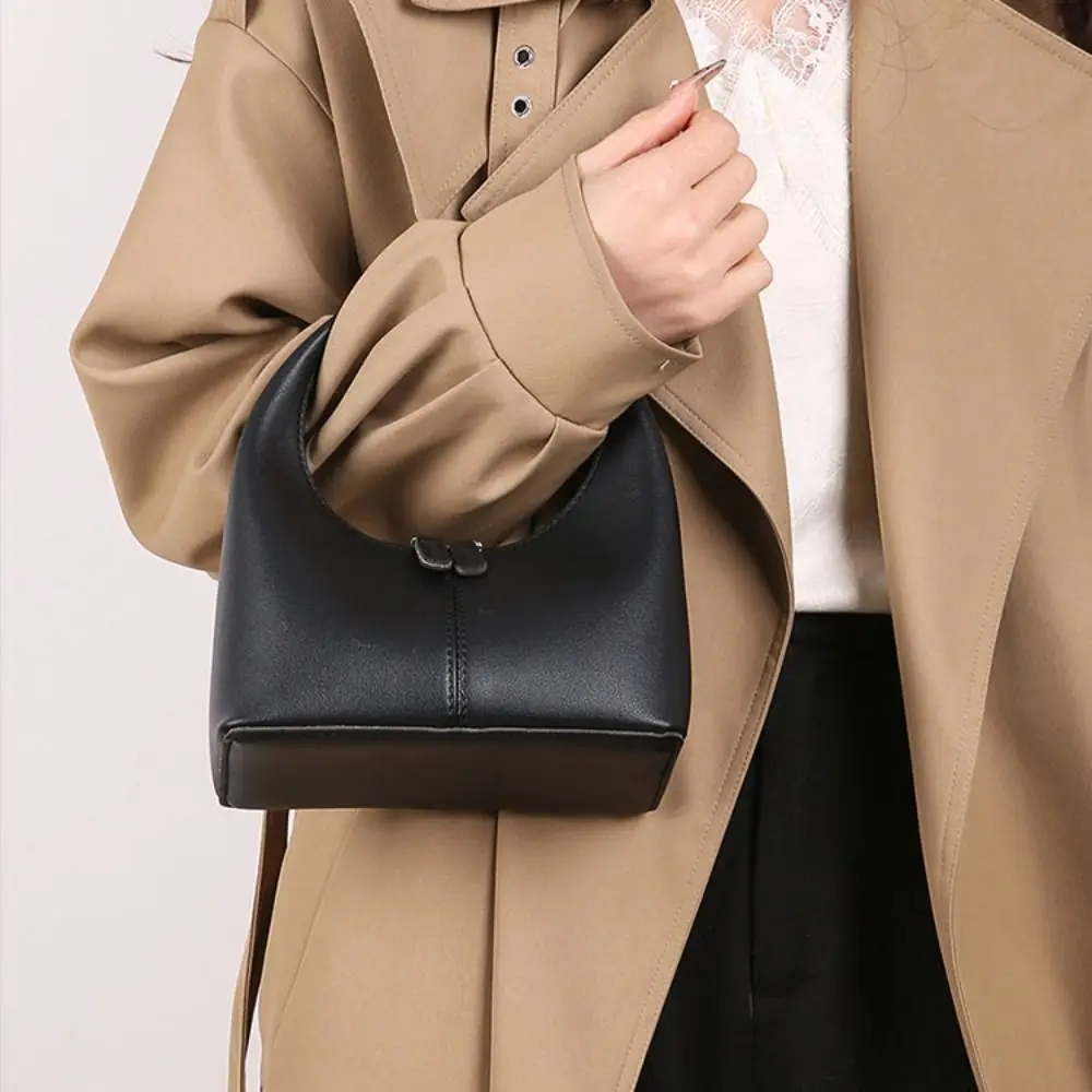 

Повседневная элегантная сумка из искусственной кожи на молнии, сумка в форме полумесяца во французском стиле, модная маленькая сумка в стиле ретро для студентов