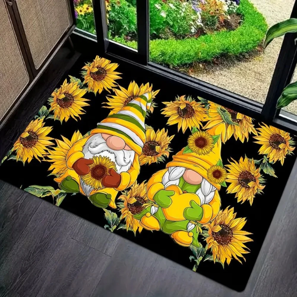Paillasson de bienvenue Tournesol et Papillon pour salon, cuisine, intérieur, extérieur, entrée – Décoration printanière fantaisie