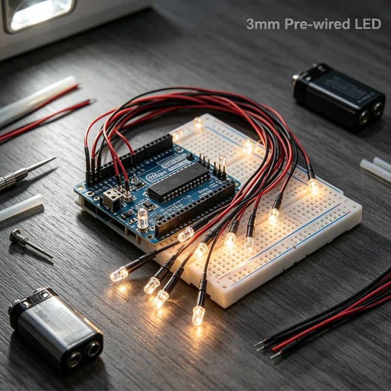 10PCS 3mm LED 5-12V 20cm Pre-wired White Red Green Blue Yellow UV RGB Diode Lamp Decoration Light Emitting Diodes Pre-soldered