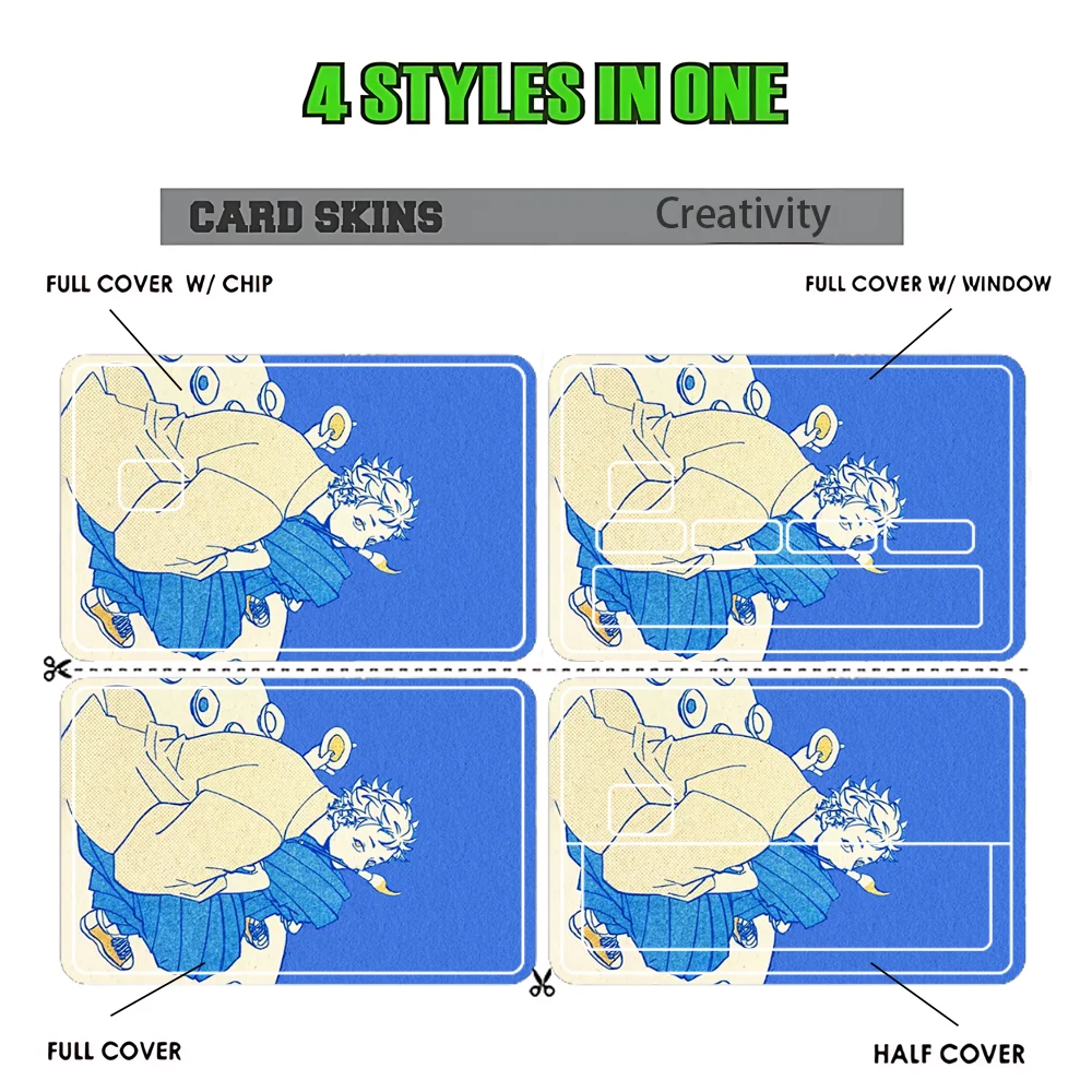 Anime Blue P-Period Stickers Cartoon Decorative Small Waterproof Chip 4PCS Card Sticker New Anti-Scratch