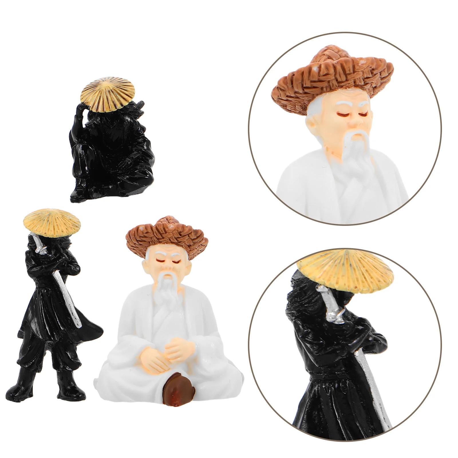 

6Pcs Creative Resin Miniature Ornaments Chinese Style Outdoor Courtyard Bonsai Landscaping Micro Landscape Decoration Garden