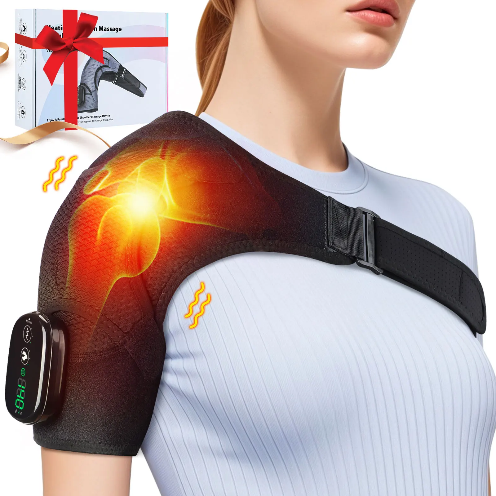 

Cordless Electric Vibrating Shoulder Massager Hot Pain Relief Hot Compress Arm Massage Neck