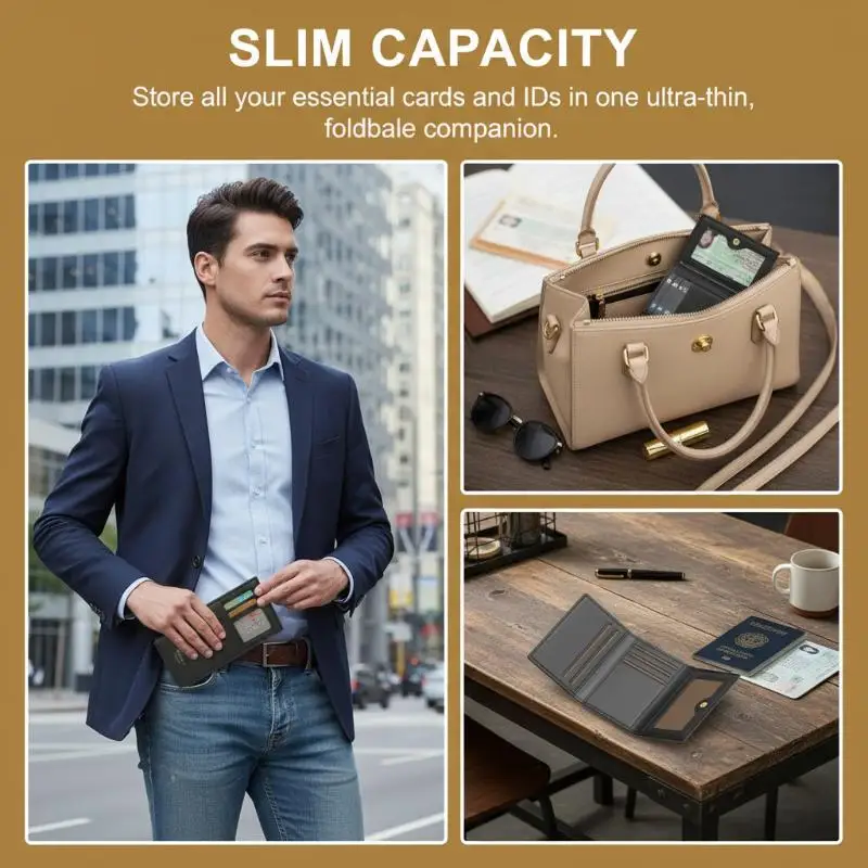 Wallet with Multiple Card Holders Modern Fashion ID Card Organizer Compact Purse for Commuters