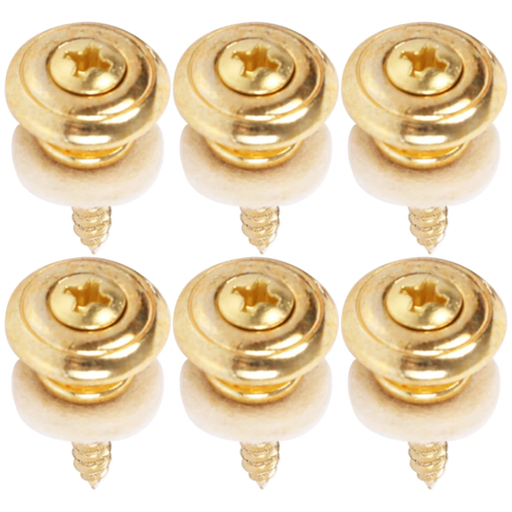 

6pcs Strap Locks Metal Buckles Gold Durable Anti-falling Bass Buttons Strap Nails Bass Straps Pegs Pegs Accessories