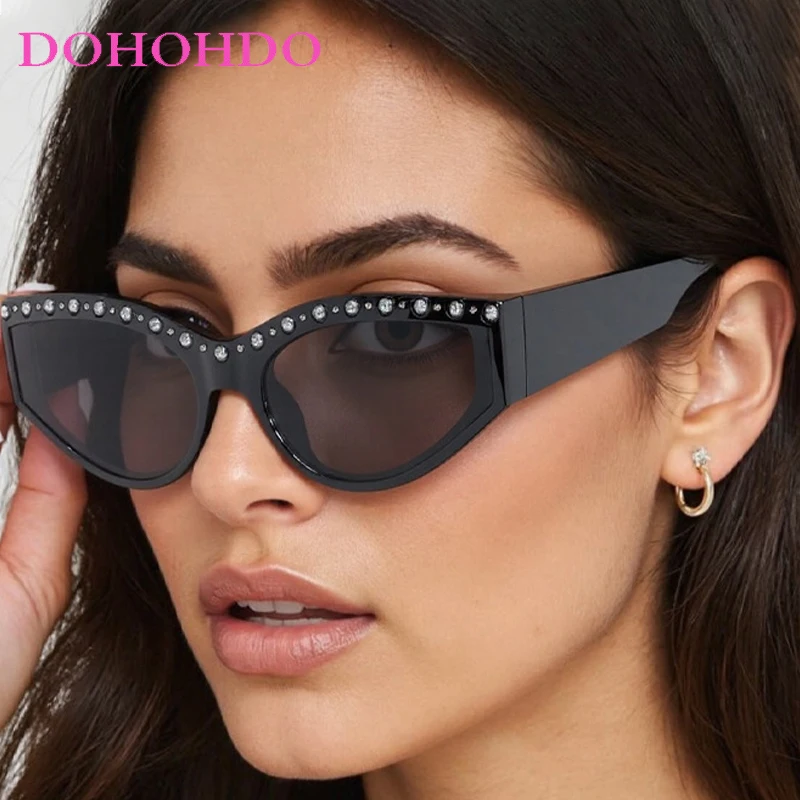 

New Fashion Cat Eye Pearl Women Men Sunglasses Trendy Brand Designer Eyeglasses Street Photography Driving Shades UV400 Lunette
