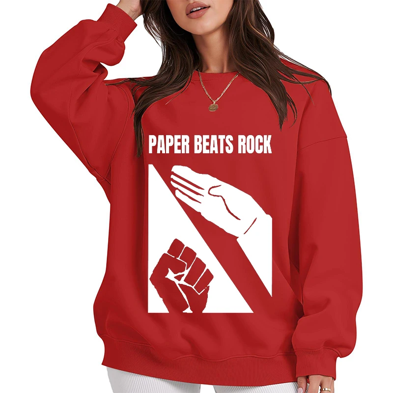 ペーパービートスロックミームプリントパーカー男性女性秋冬ルーズ O ネック快適なトップスユニセックスプルオーバースウェットシャツ 2025