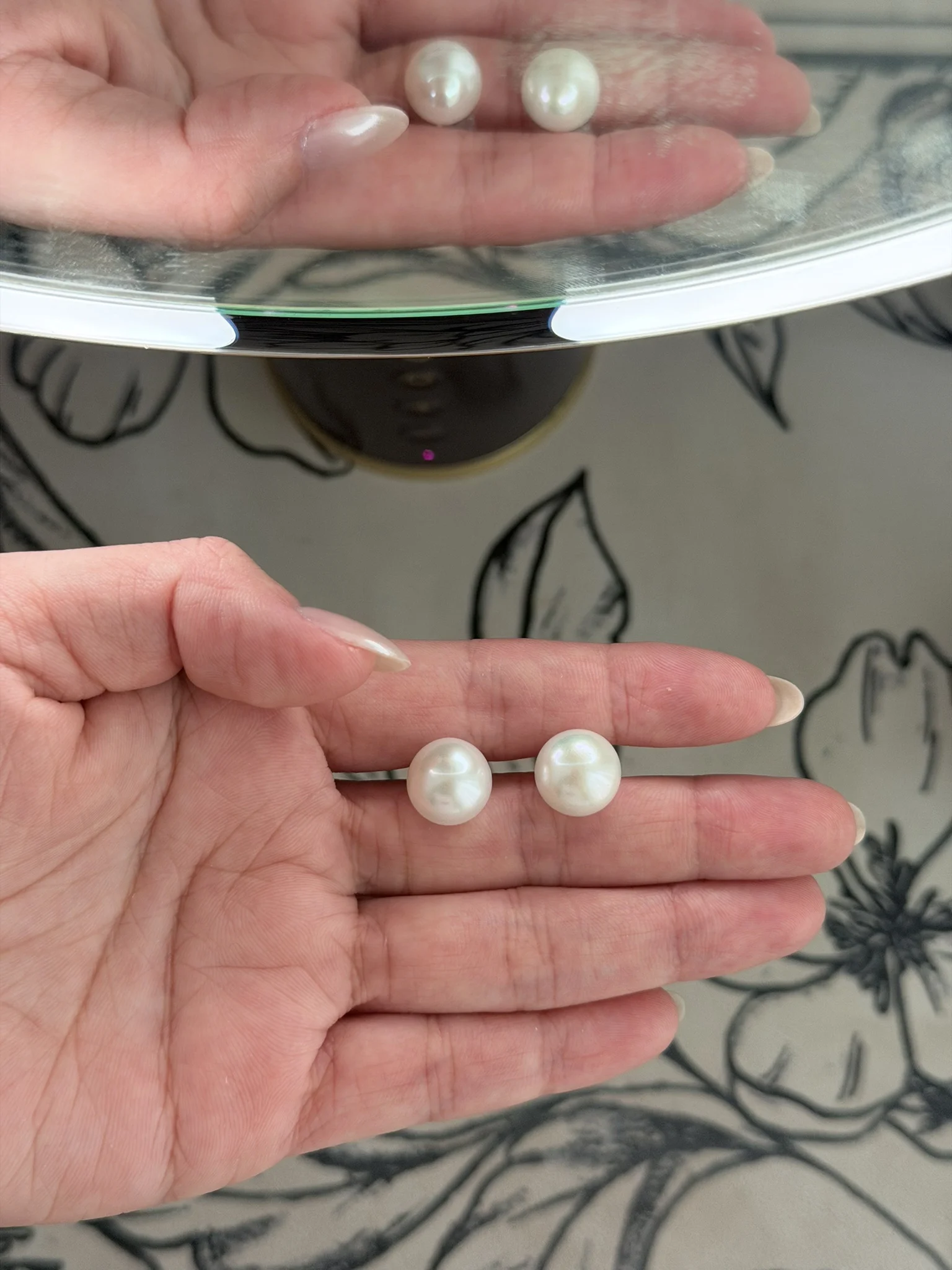 Natural Pearl Earrings Women's AAAA 9-10mm 10-11mm 11-12mm 12-13mm Japanese Round Pearl Stud Earrings 14K