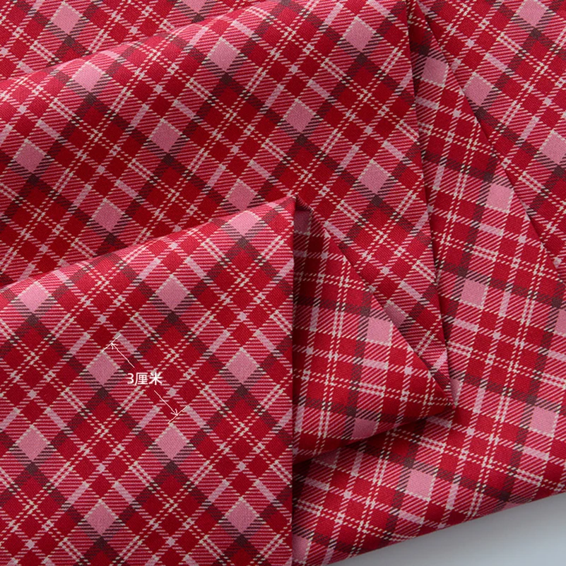 Red Plaid Fabric British Style JK Cotton Woven for Sewing Clothes Skirt DIY by Half Meter