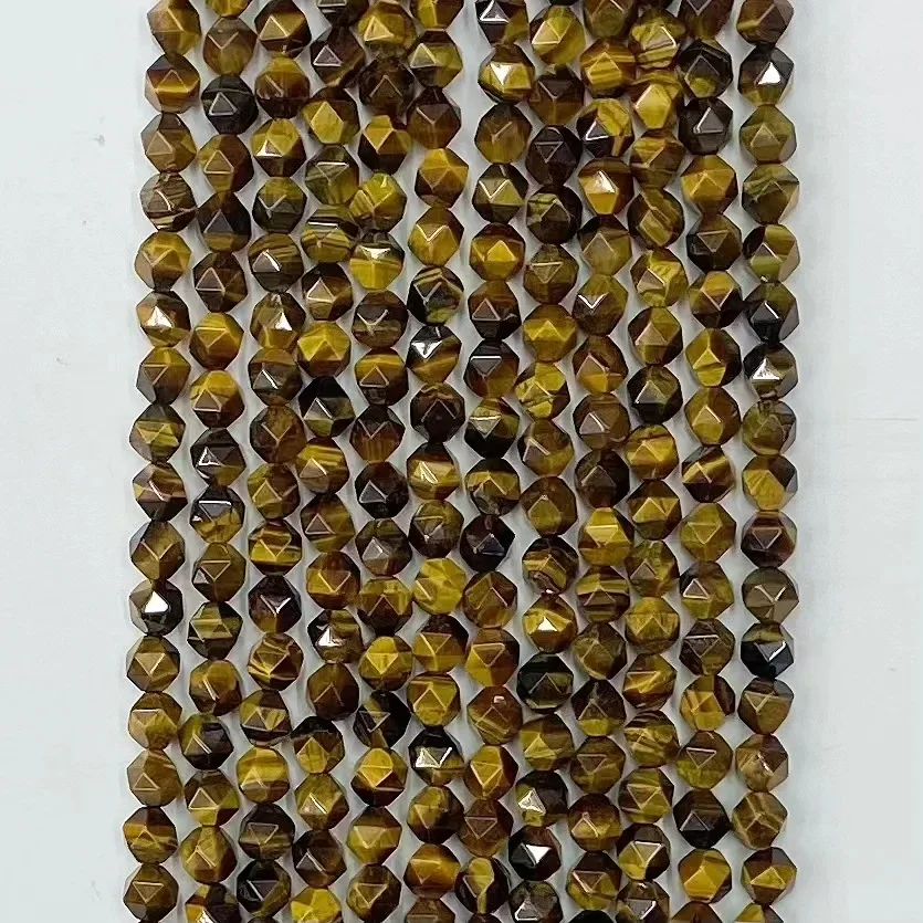 Natural Stone Yellow Tiger's Eye Stone Diamond Facted 38cm Loose Beads for Jewerly Making Design Fashion Stone DIY Necklace Gift