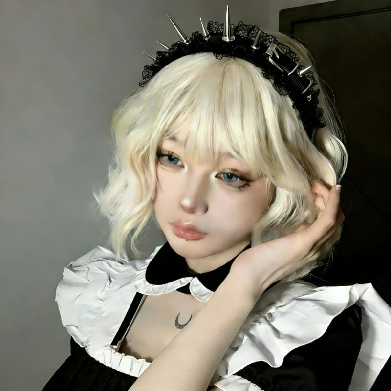 2026 NEW Gothic Punk Spike Headband Women Vintage Lace PU Leather Rivet Headdress Dark Cosplay Party Hair Accessories