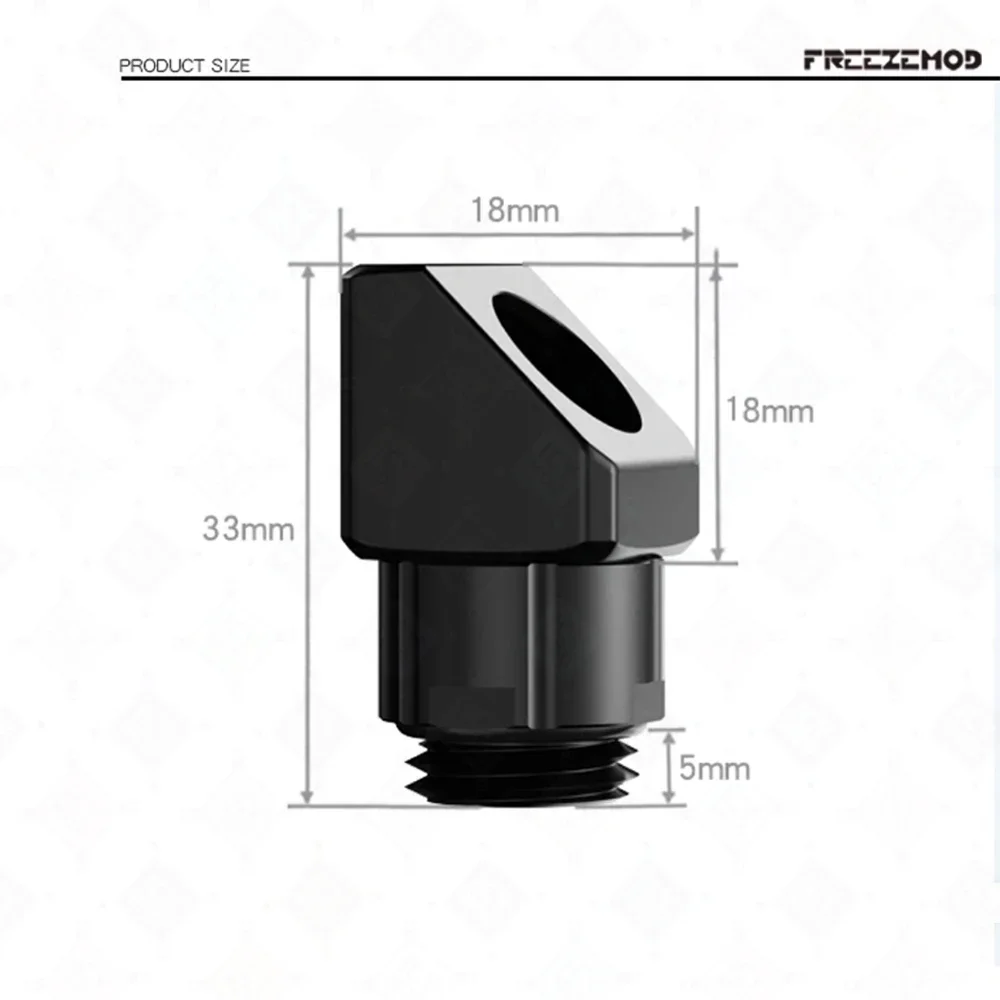 FREEZEMOD 45 Degree Turning Fitting G1/4 Thread Inner and Outer Teeth Brass Torque 360 ° Rotation MOD PC Water Cooling