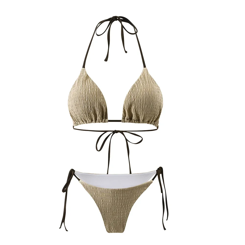 

Сексуальное микро-бикини цвета хаки, 2024, женский купальник, женский купальник, комплект из двух частей, стринги, бикини, купальный костюм, пляжная одежда