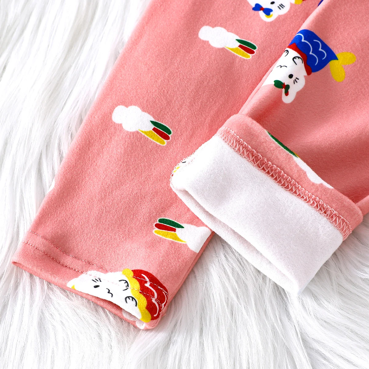 2-piece Autumn And Winter Girl Full Print Cute Cartoon Long Sleeved Pants Warm And Thick Underwear Set Comfortable Home Clothes view 6