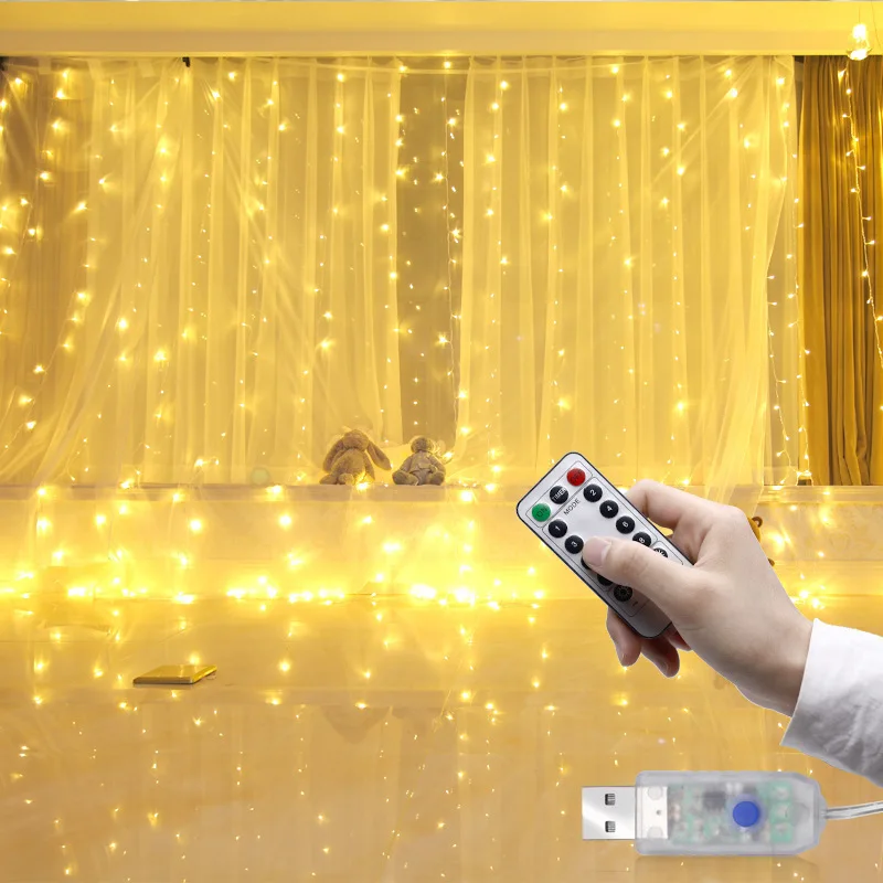 6M LED Curtain Garland on The Window USB Power Fairy Lights Festoon with Remote New Year Garland Led Lights Christmas Decoration