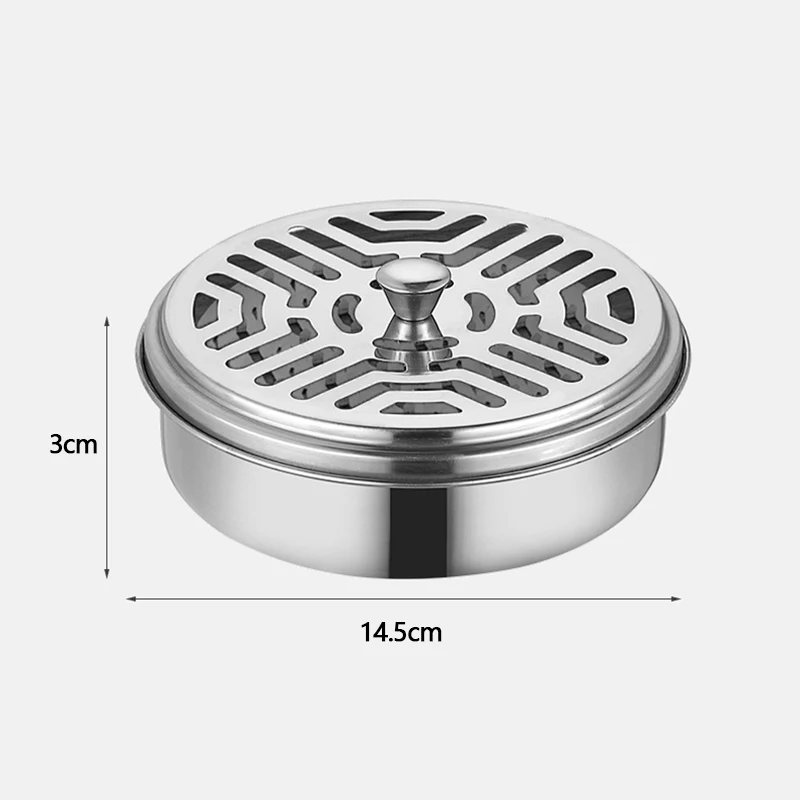 Mosquito Coils Holder Stainless Steel Mosquito Coil Box with Cover Round Mosquito Coil Tray Easy To Clean Anti-Mosquito Supplies