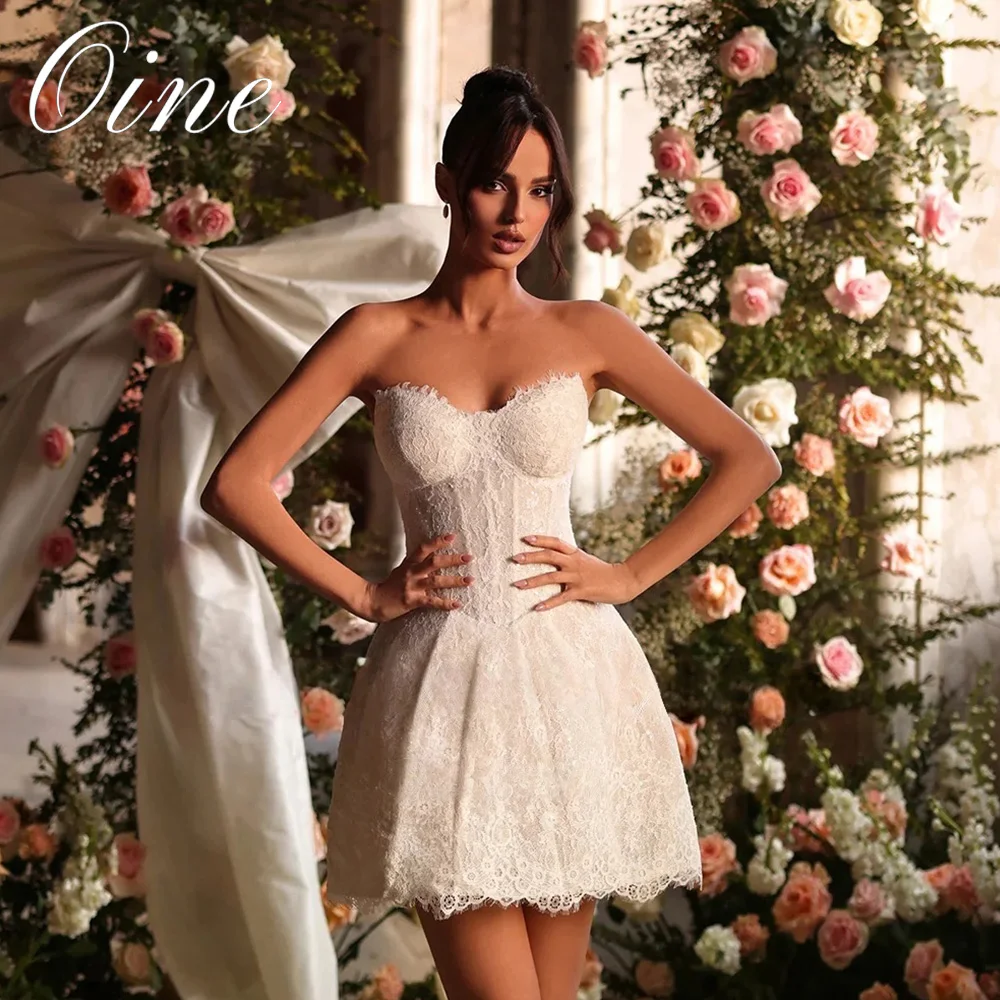 Oine Customized Wedding Dress Bridal Gown Lace Fabric Sweetheart Neckline Sleeveless Short Length Elegant Charming Unique 2026