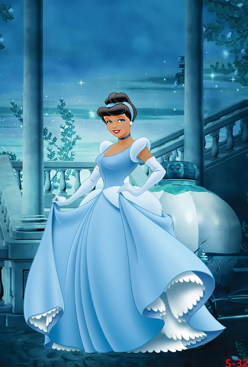 Disney Cinderella Snow White Carriage Castle Princess Backdrop Girls Birthday Party Custom Background Banner Baby Shower