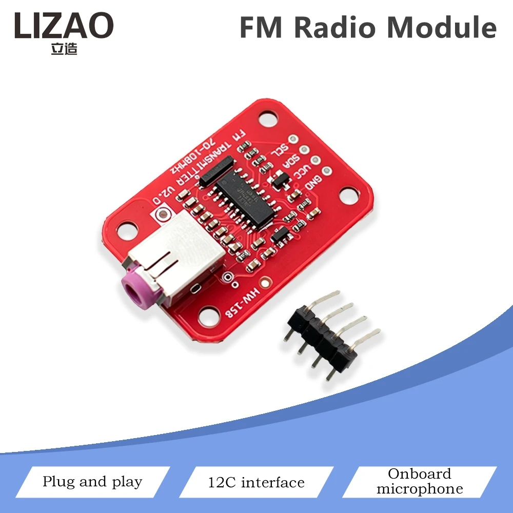 LIZAO 1/5/10PCS FM Radio Transmitter Module HW-158 20-108MHz with I2C Interface, Onboard Microphone & 3.5mm Audio Jack