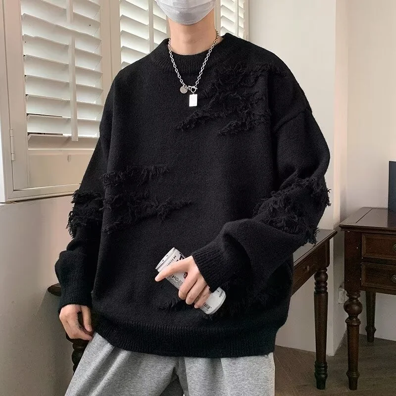 

Свободный крой круглый свитер Ne Color, мужской свитер больших размеров 300, Гонконг Sle Faion, винтажный зимний трикотаж