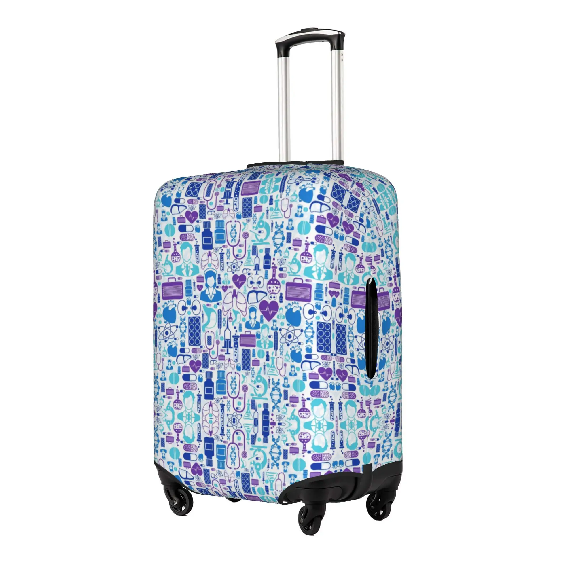 Cartoon Doctors Nurse Travel Luggage Cover Washable Nursing Print Suitcase Cover Protector Fit 18-32 Inch