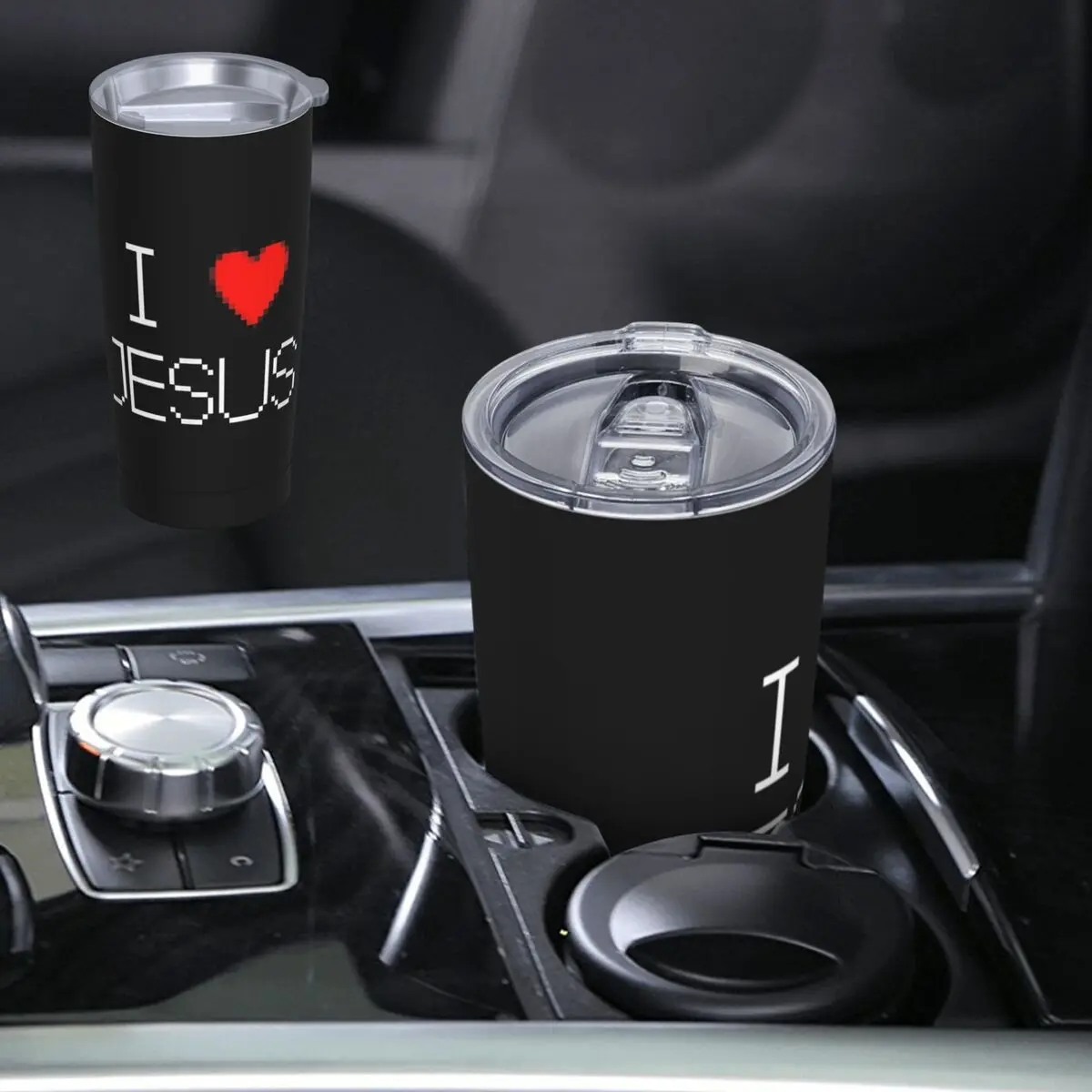 I Love Jesus God Cross Print Stainless Steel Tumbler Vacuum Insulated Mug Thermal Cold Cups Straw With Lid 20oz