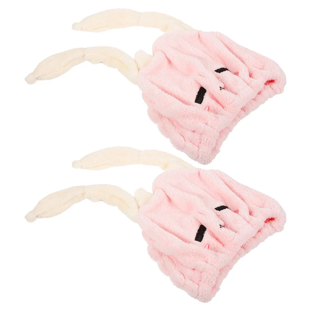 

2pcs Dry Cap Towel Baby Kawaii Hair Turbans Kids Girls Absorbent Microfiber Parent-child Soft Comfortable Non-irritating Sturdy