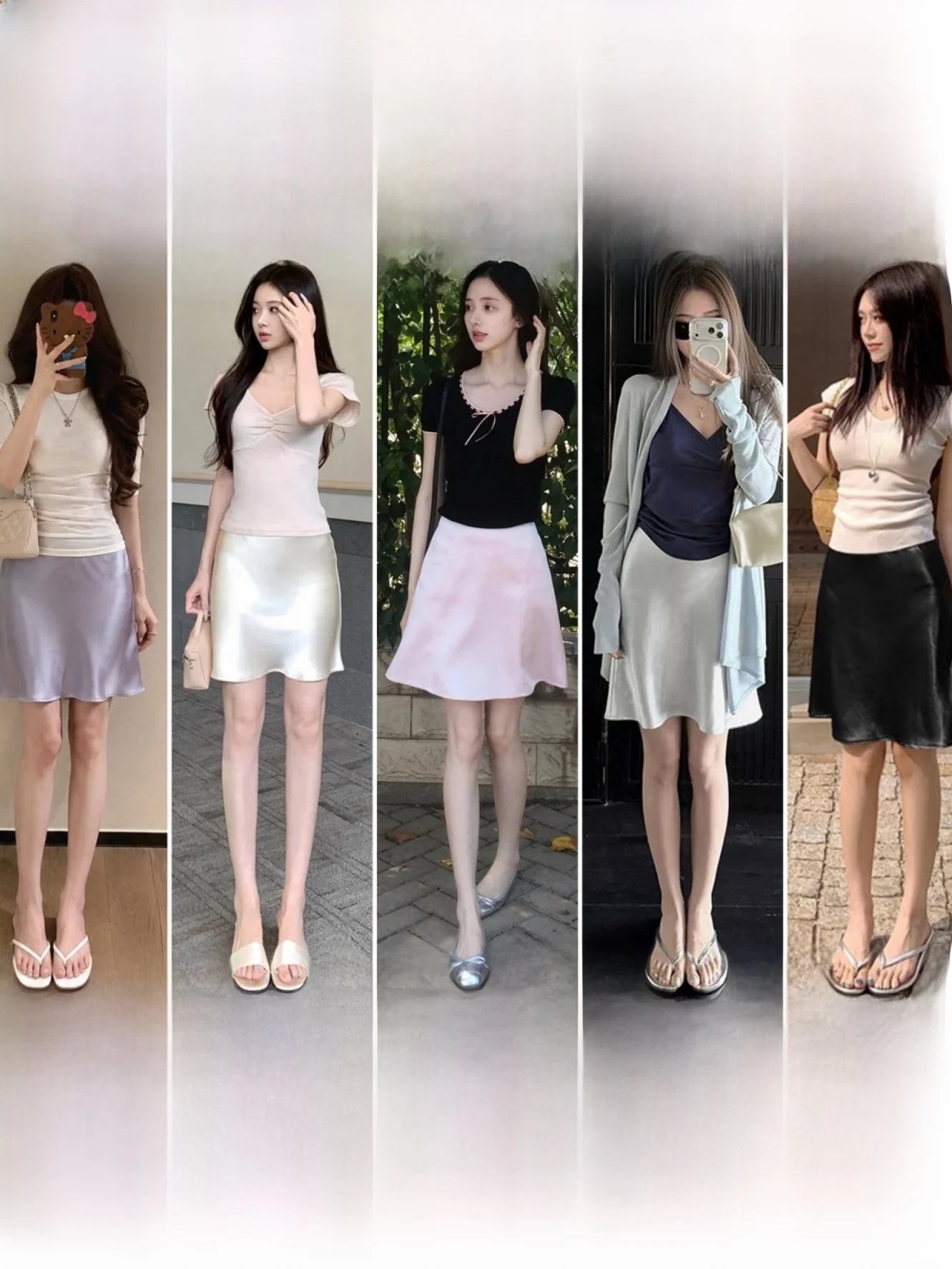 plus Size Women's Purple Acetate Half Skirt Fish Tail Short Skirt Satin Wrap around High Waist Commute Style Korean Version
