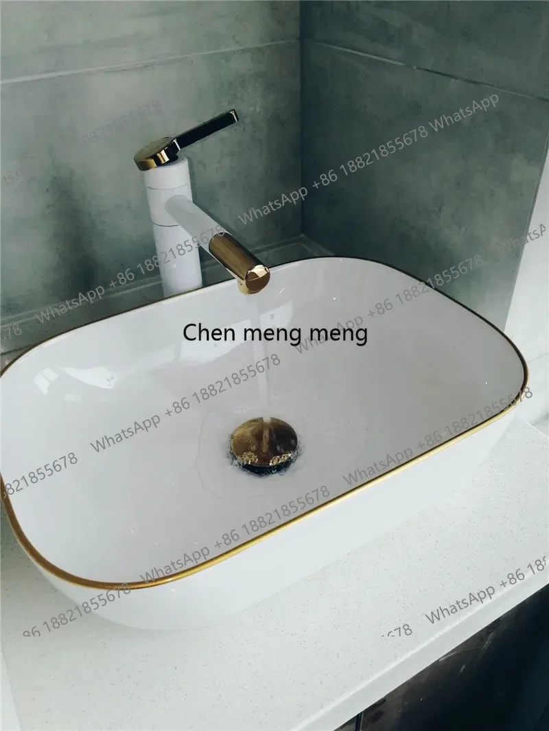 New arrive Modern light luxury countertop basin square ceramic washbasin single basin balcony hotel bathroom washbasin small bas