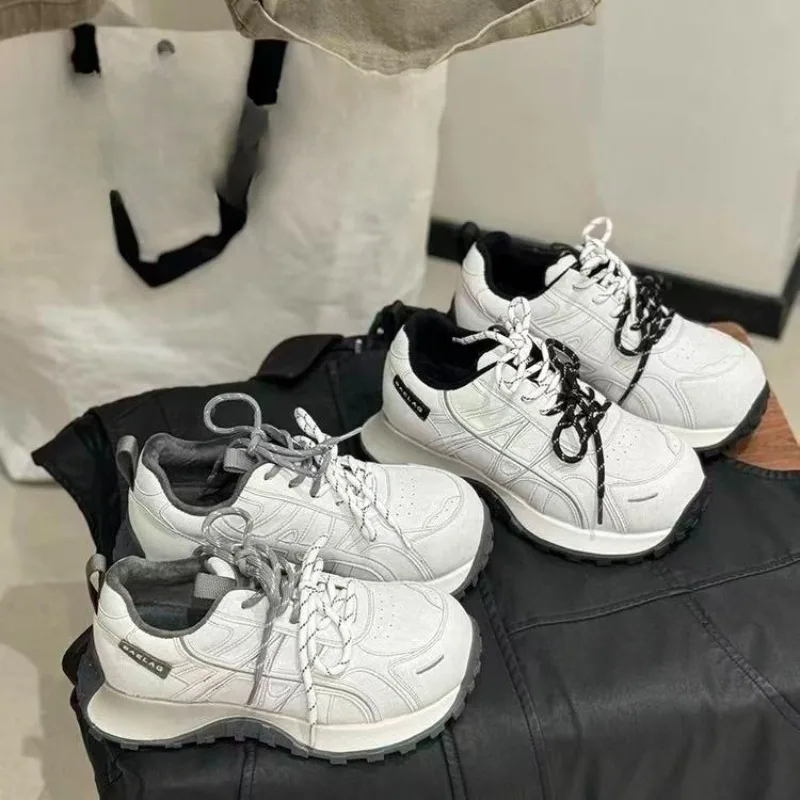 

All-match Sneakers Autumn and Winter New Round Toe Deep Mouth Lace-up Platform Non-slip Low-top Shoes