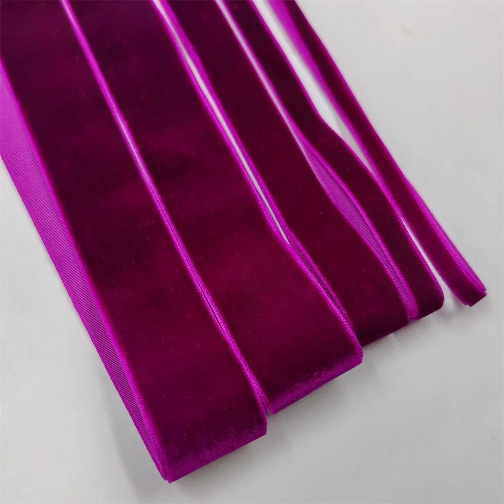 6-25mm 5-300yards Purple Single Face Velvet Ribbon Party Decoration Handmade Gift Wrapping Hair Bowknot DIY Christmas Inelastic