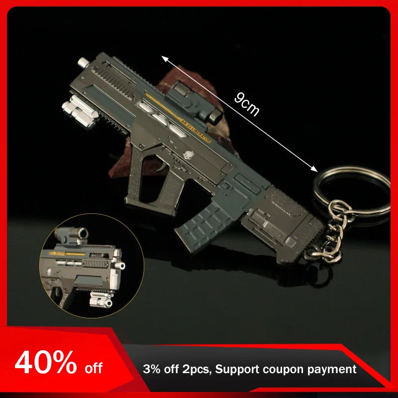 Llaveros de pistola liberadores de Mini AR-23, modelo de arma de aleación, accesorios de juguete, juego colgante, colección de regalos, hellbugs 2, 9cm