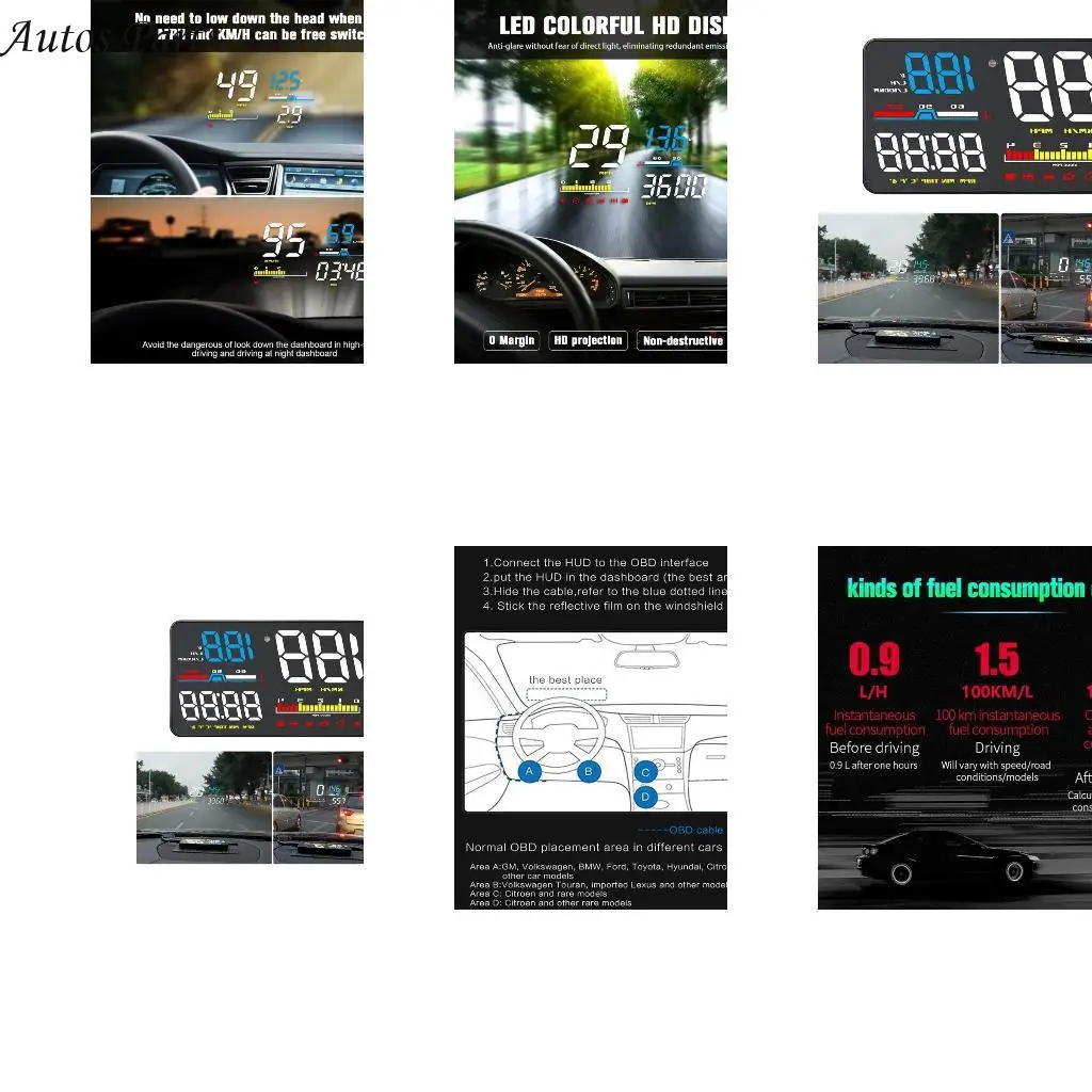 57BA Car Speedometer Tachometer with Overspeed Alarm Function Windshield Projector