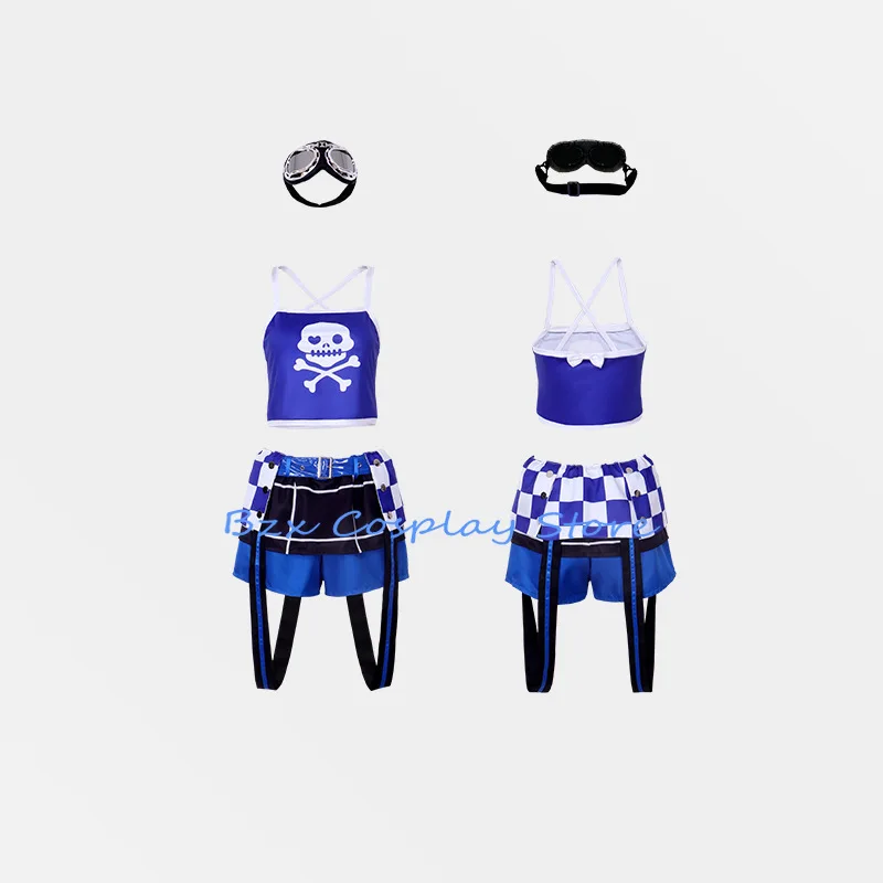 Game Len Cosplay Anime Rin Costume New Singing Blue Uniform Glasses Prop Wig Set Halloween Party Outfit for Woman Man