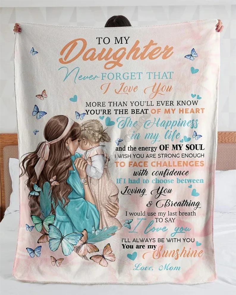 

To My Daughter You Are My Sunshine Love Fleece Blanket 3D Printed Blanket Kids Adult Soft Bed Cover Sheet Plush Blanket