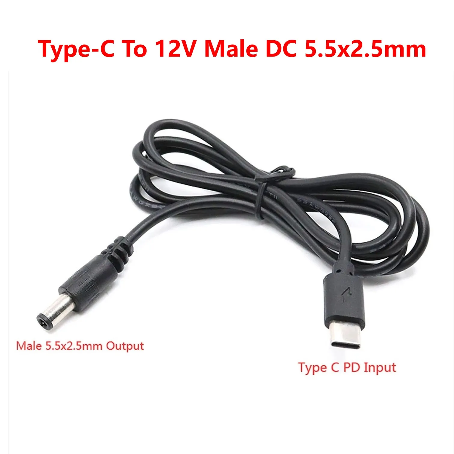 PD Adapter Cable USB Type C To 12V Male DC 5.5x2.5mm For Laptop CCTV Camera Wireless WIFI Router Speakers LED Light